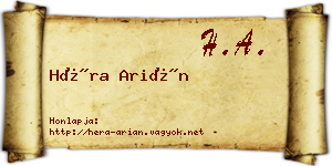 Héra Arián névjegykártya